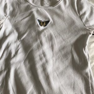White, single butterfly tee